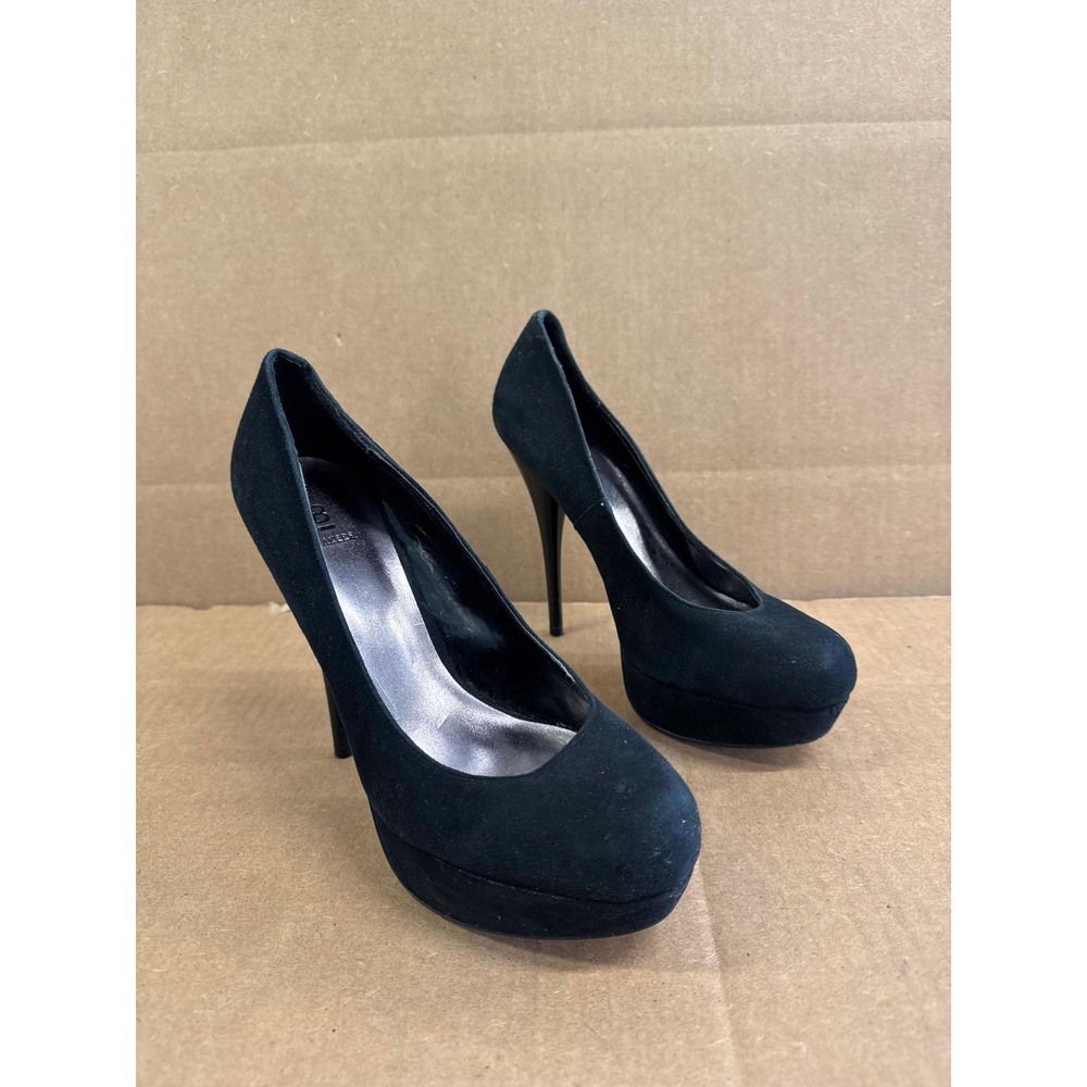 Bakers Suede Leather Stiletto Heel Platform Pumps Black Womens Size 8.5B US